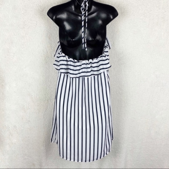 JCrew Halter Blue/White Striped Flutter Dress XS - Picture 4 of 6